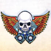 Wholesale 4 inch Piston Skull With Wings Patch (Sold by the piece or dozen)